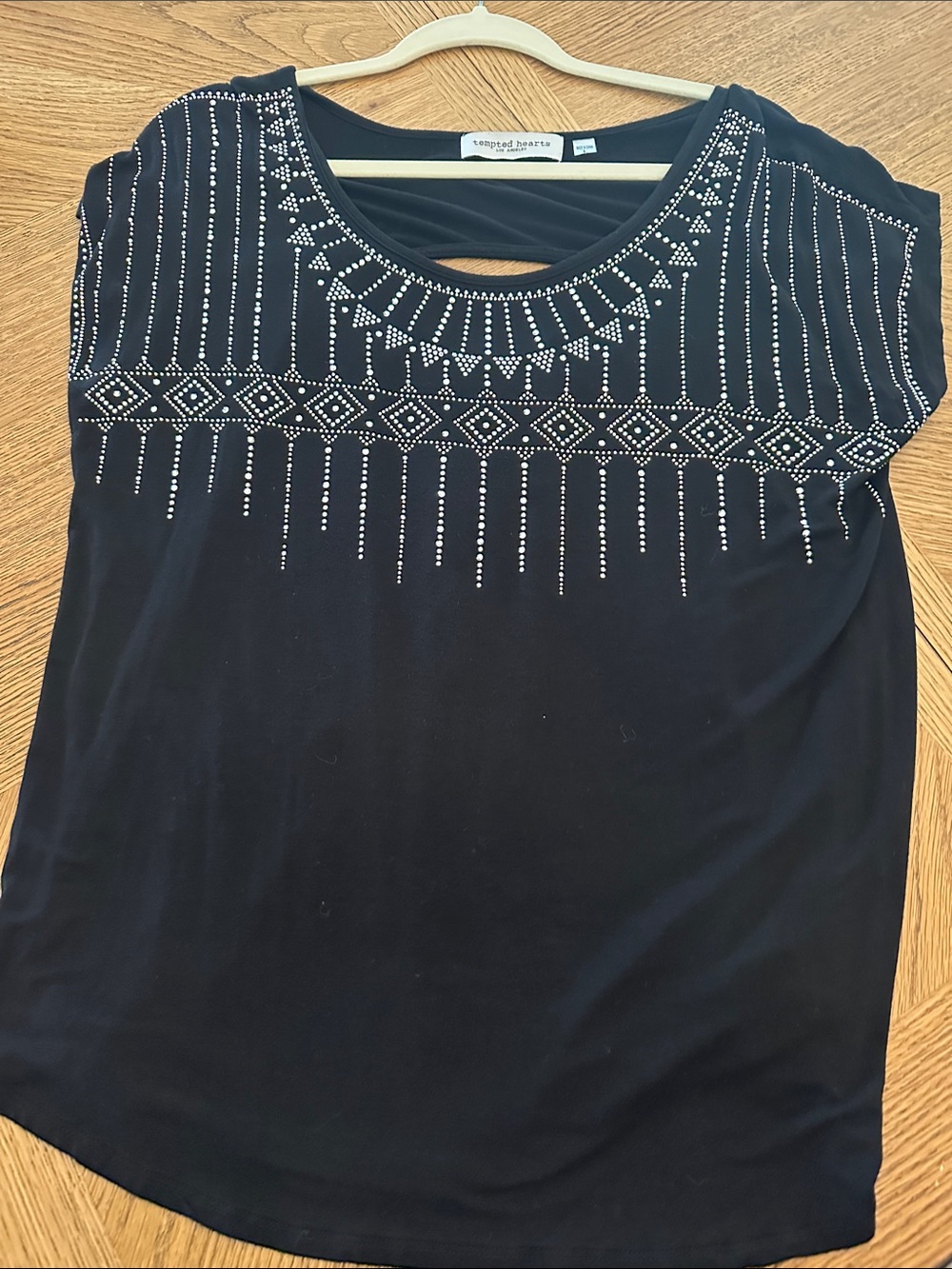 Tempted Hearts Black Short Sleeve Top with Silver Stud Accents